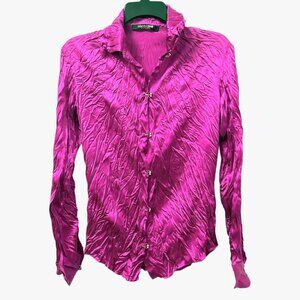 NWOT Roberto Cavalli Crinkle Silk Shirt, size IT 38